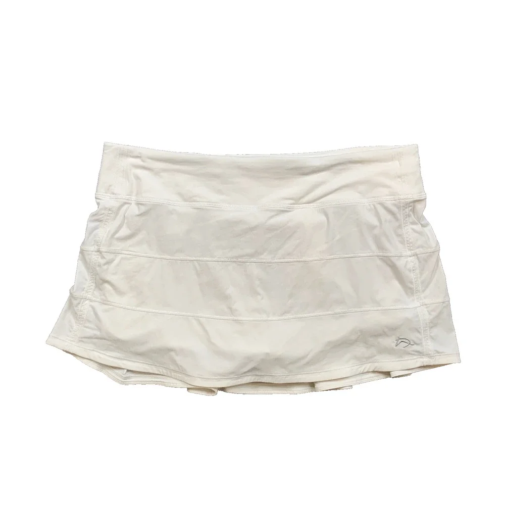 Lululemon Skort Womens 10 White Pace Rival Drop In Pockets Training Inner Lined